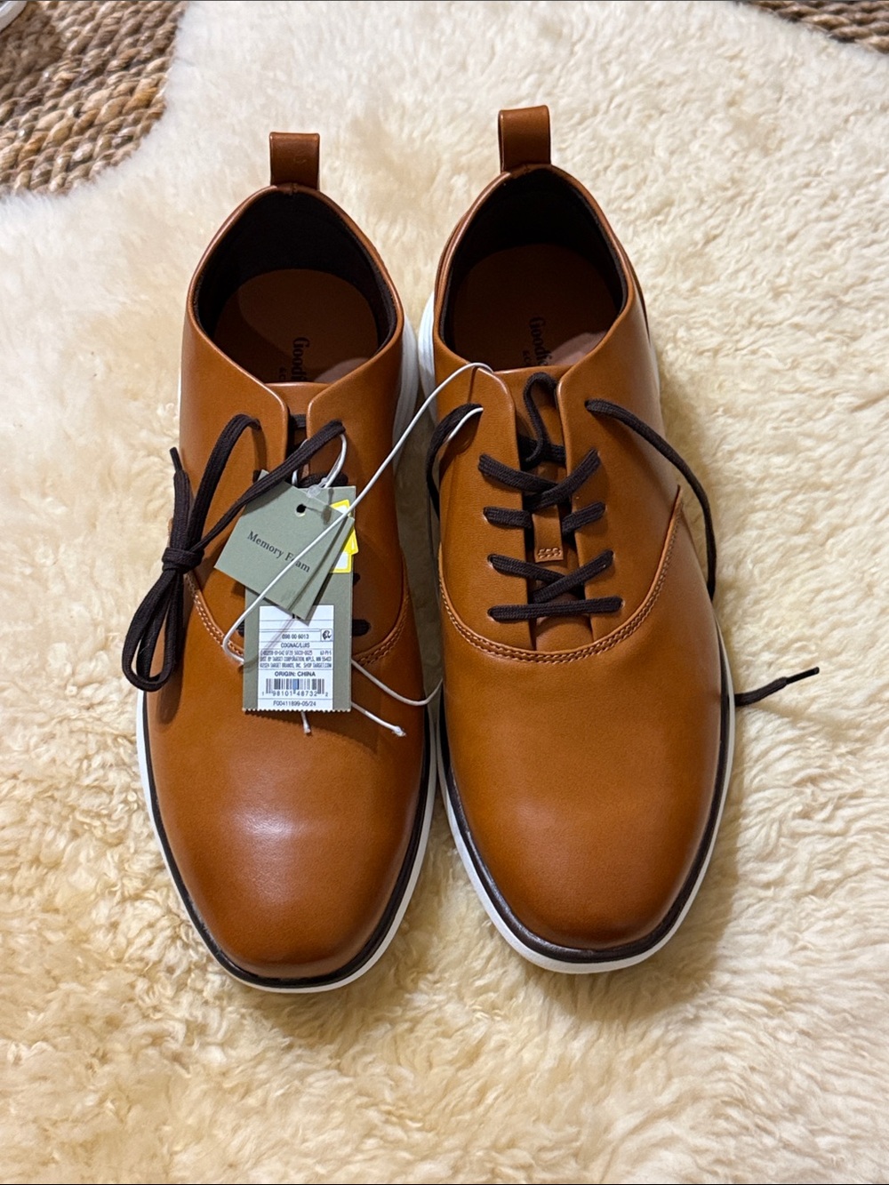 Goodfellow & Co Tan Leather Derby Shoes with Dark Laces